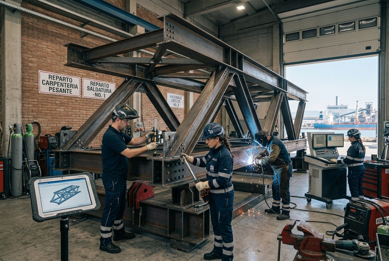 Lavorazione di strutture metalliche per la carpenteria navale