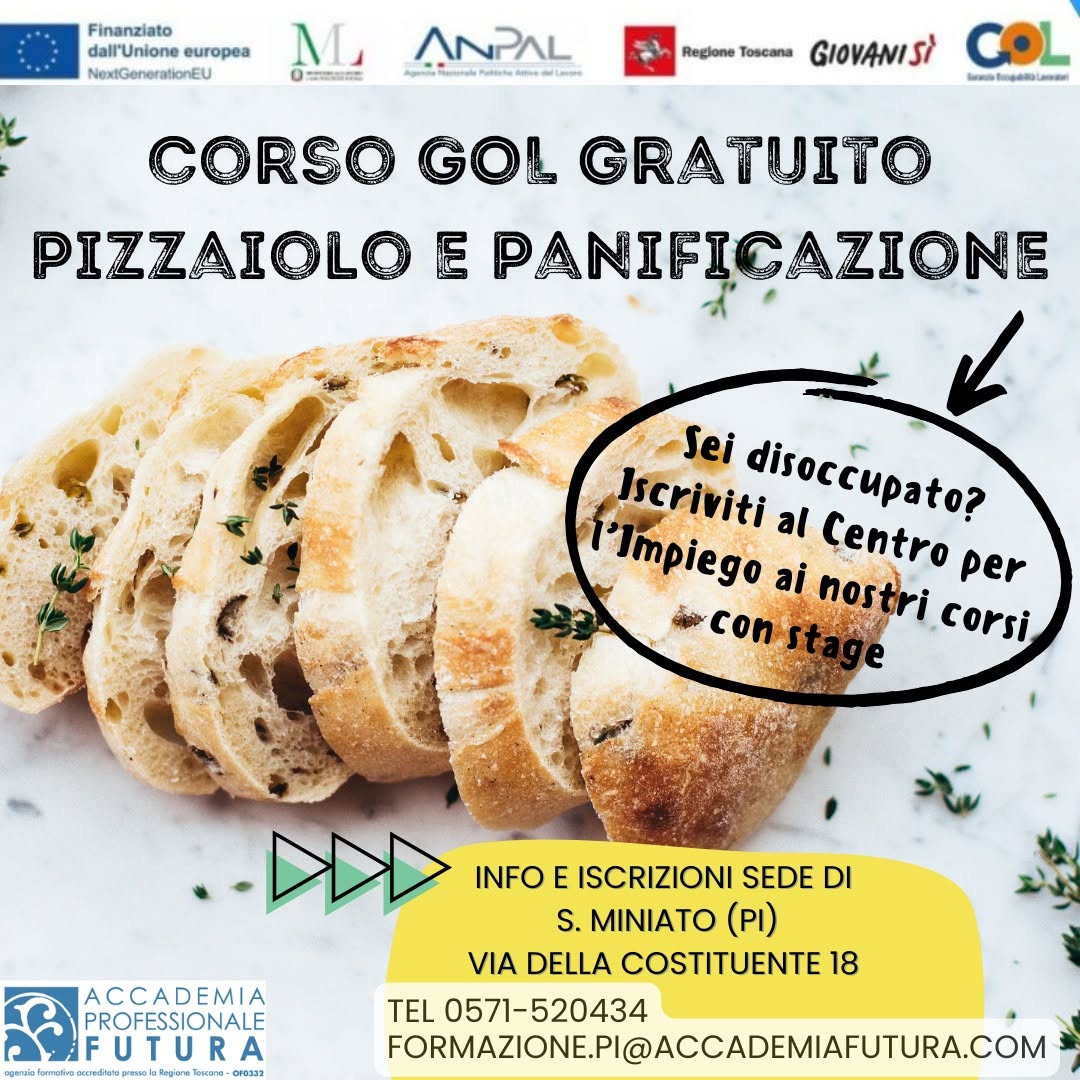 Locandina del corso per panificatore e pizzaiolo