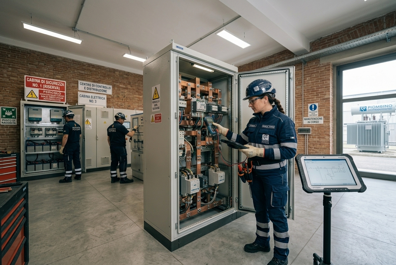 Intervento su un quadro elettrico durante il corso per manutentore di impianti industriali
